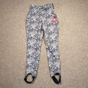 ASOS 4505 Ski Snow Pants Womens 6 Black White Stirrup Snowboard Leopard Print